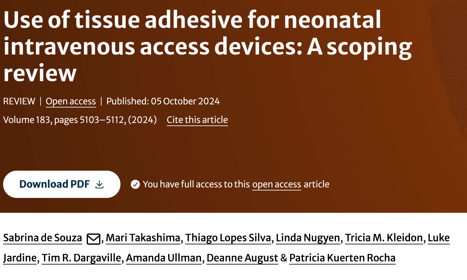 Tissue Adhesive for Neonatal Intravenous Access: A Promising Innovation? Tissue Adhesive for Neonatal Intravenous Access: A Promising Innovation?